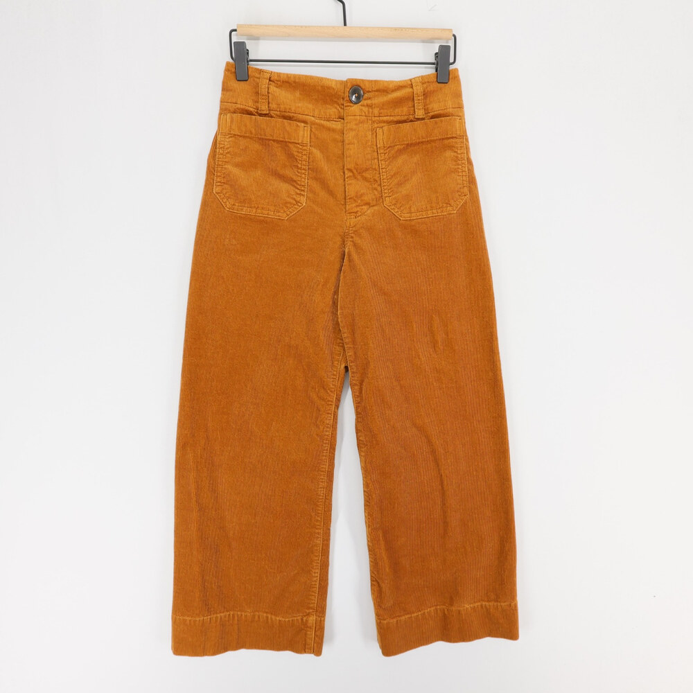 Maeve The Colette Pants Womens 26 Golden Brown Corduroy Wide Leg Cropped High